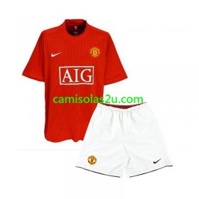 Camisolas de futebol Manchester United 2007 Retro Criança Equipamento Principal Manga Curta